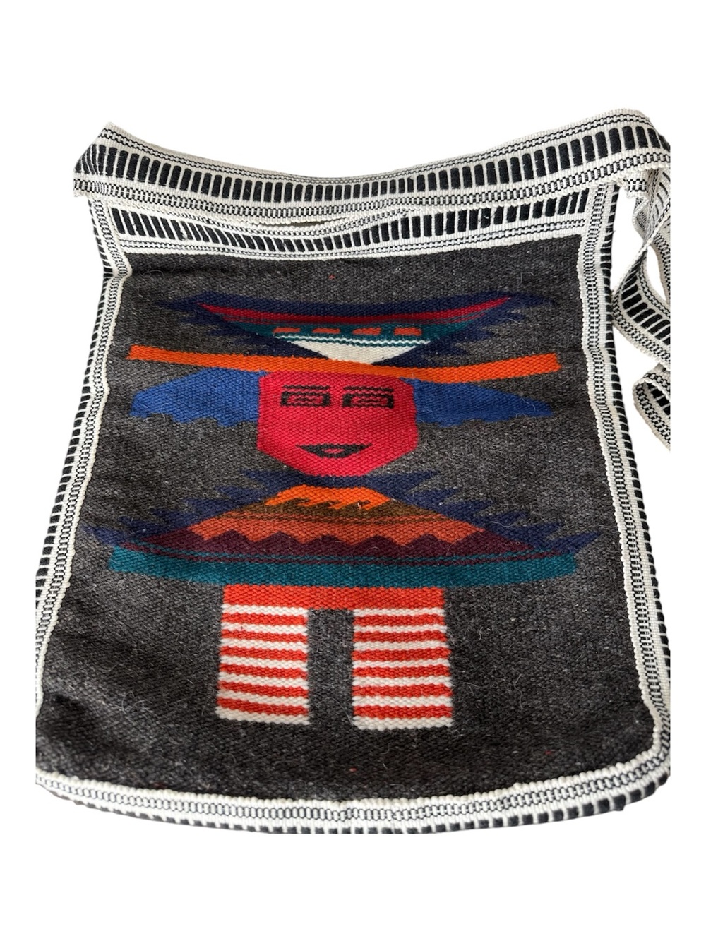 Handmade Peruvian Woven Wool Knit Crossbody Bag Ecuador Boho